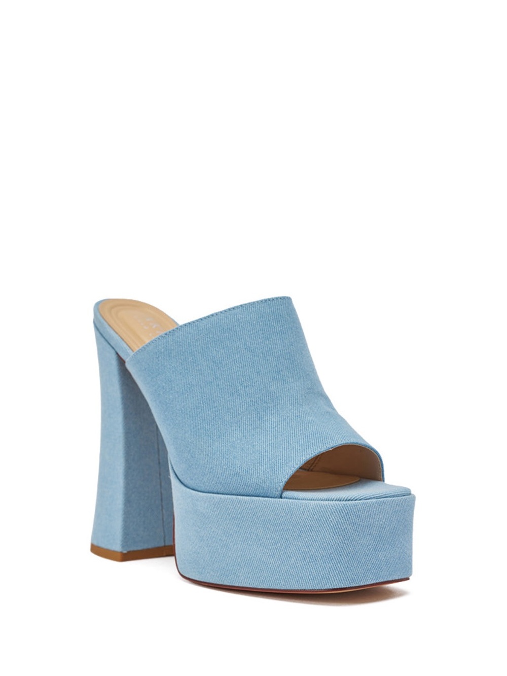 Denim platform mule
